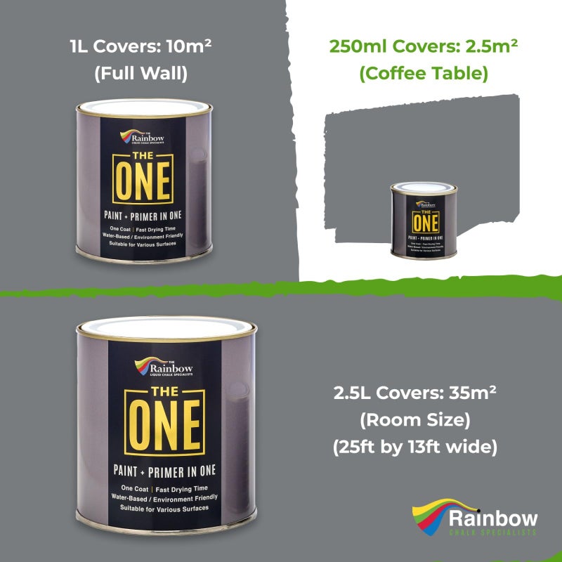 THE ONE All-In-One Paint & Primer - Grey Satin, 8.5 Fl Oz/250ml | 1 Coat Formula | Easy Indoor & Outdoor Decorating for Home & Garden Walls, Floors & Furniture | Water-Based & Low VOC - Image 3